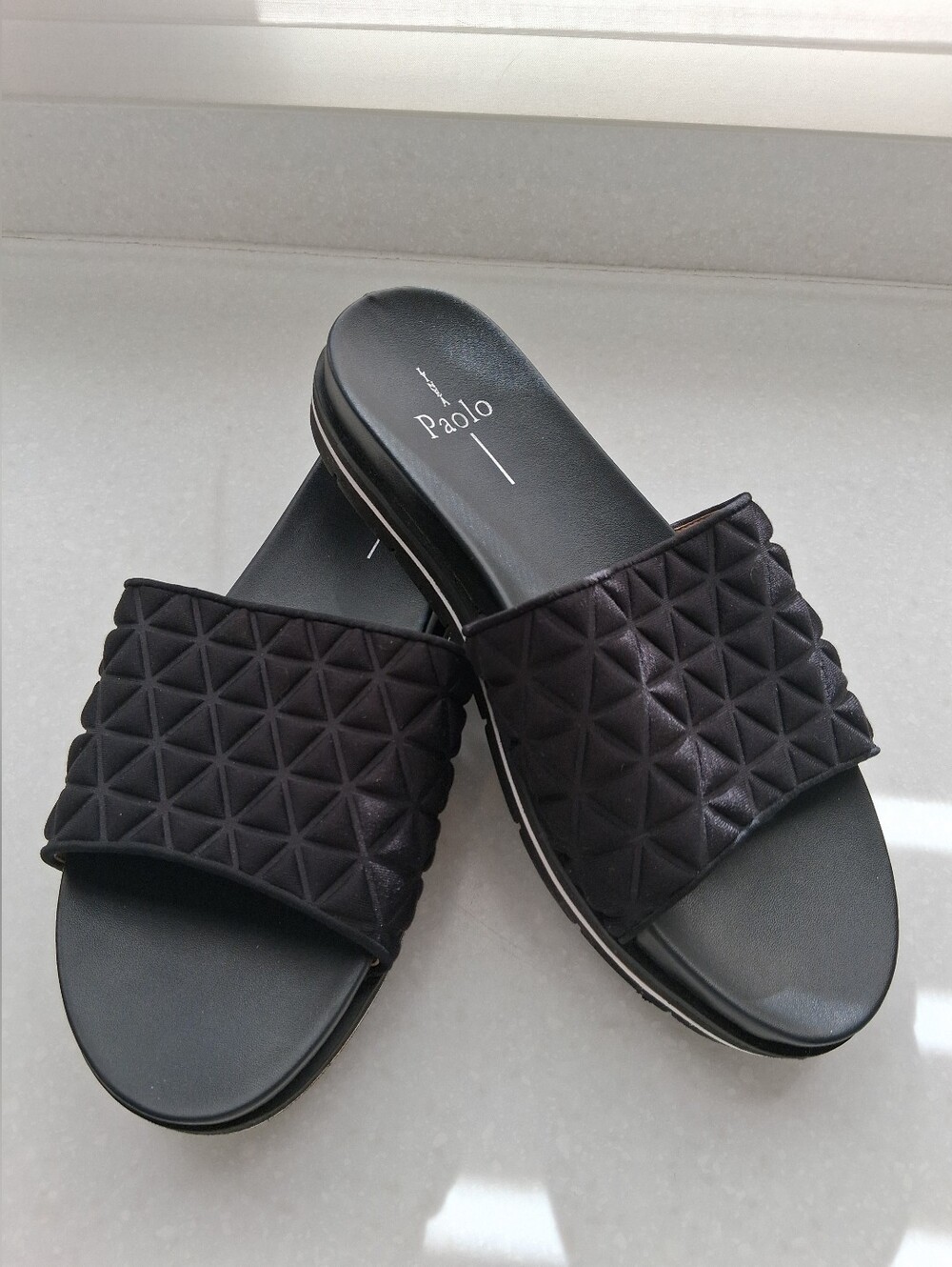 Linea Paolo Black Quilted Slide Mules